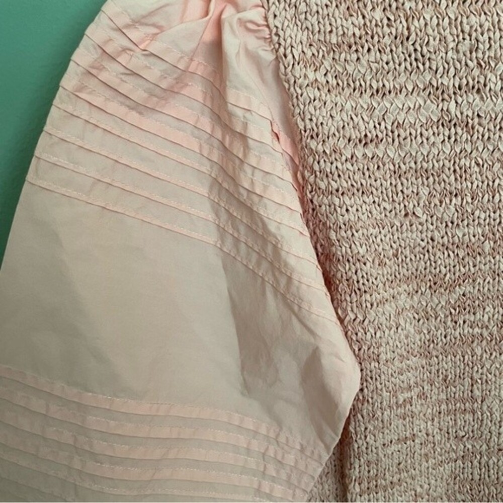 la vie rebecca taylor poplin blouse babydoll top peach pink knit v-neck preppy - Picture 9 of 14